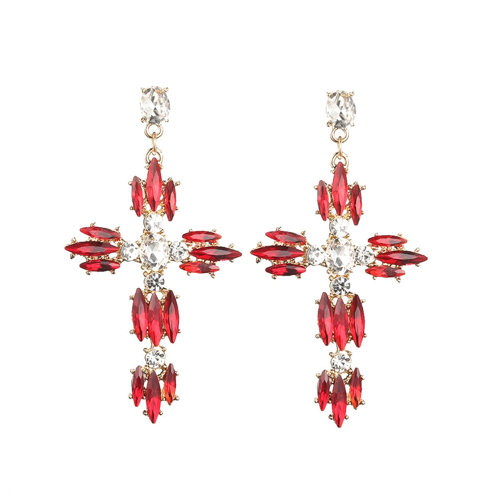 Colorful Cross Earrings For Women Large Big statement Earrings