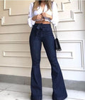 High-Waisted Hip-Lifting Belted Slim Fit Flared Jeans for Women