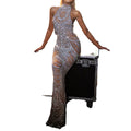 Sheer Gold Sprinkled Strapless Long Dress