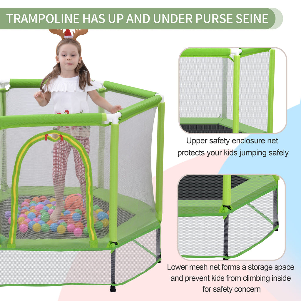 55-Inch Kids' Trampoline with Safety Enclosure | Green