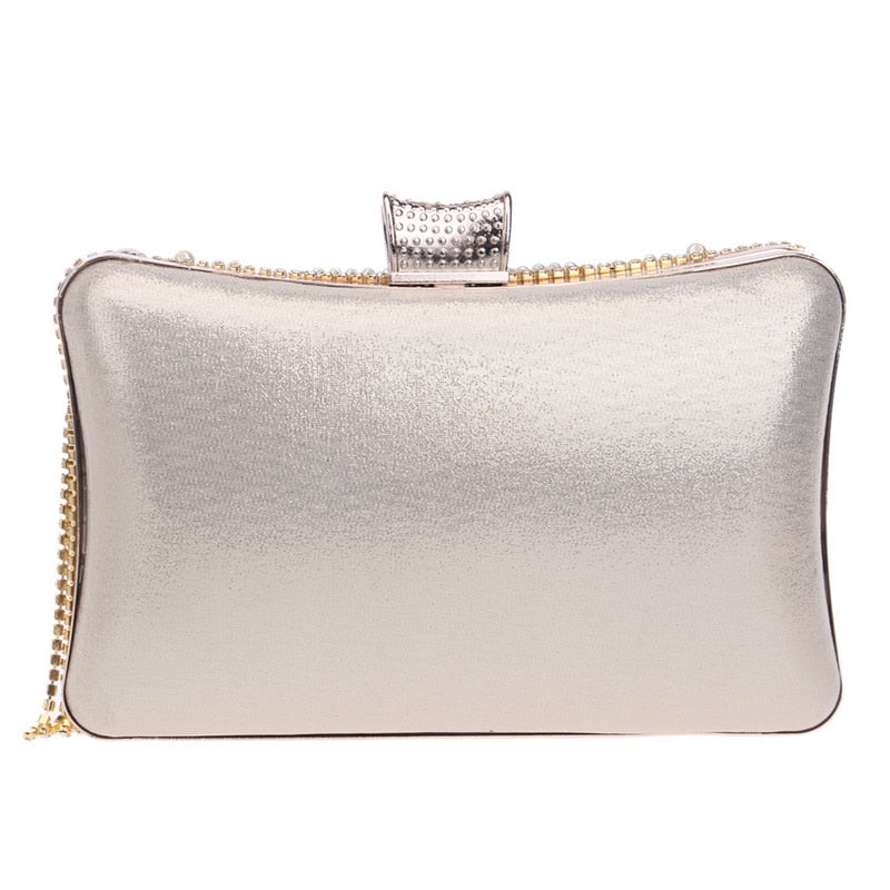 Rhinestones Tassel Clutch | Diamonds Beaded Metal Chain Shoulder Clutch