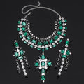 Rhinestone Cross Statement Necklace Set