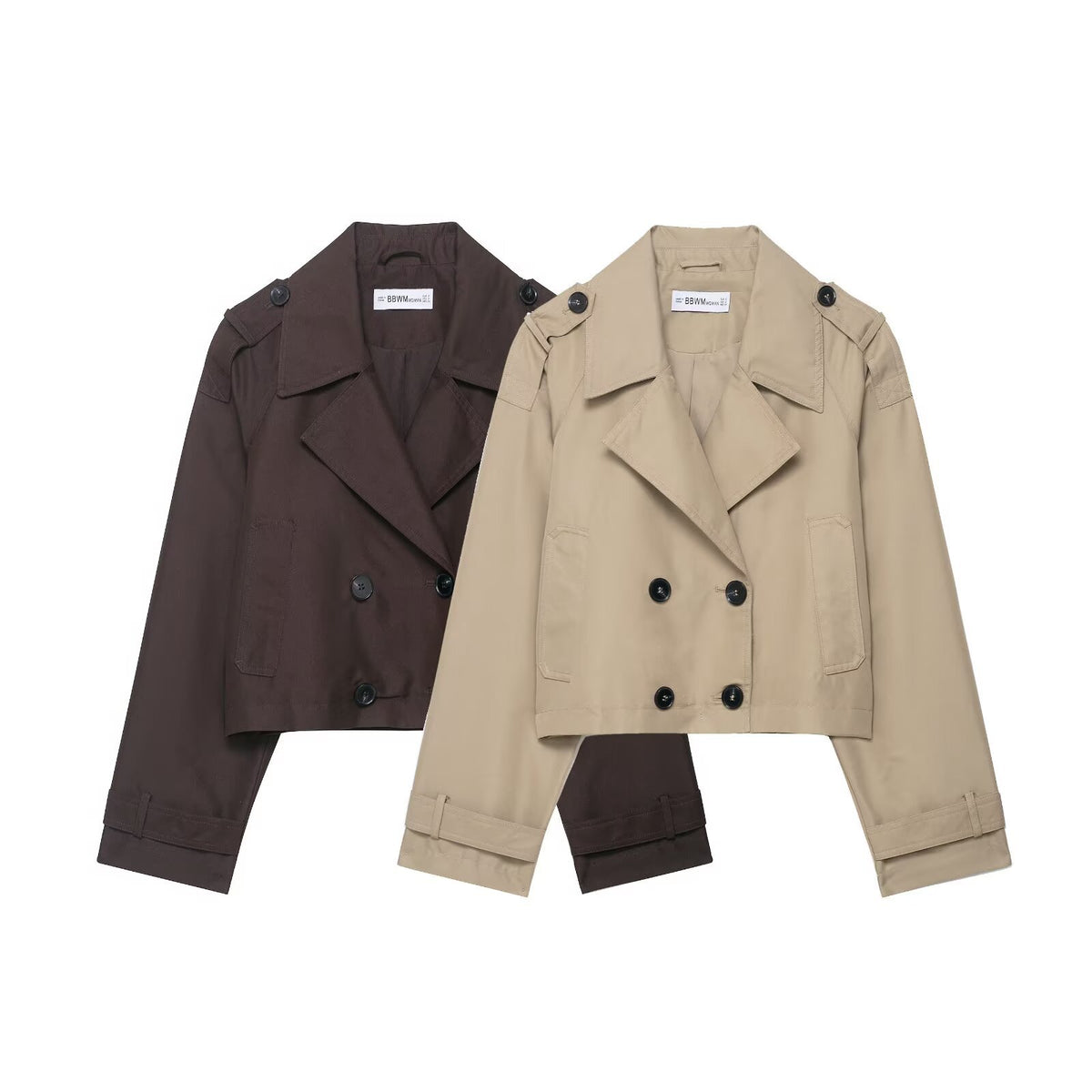 Cropped Double-Breasted Trench Coat