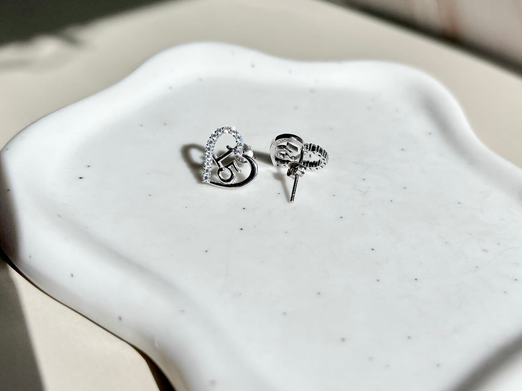 Quinceañera Necklace & Heart Earrings Set — Sterling Silver 925