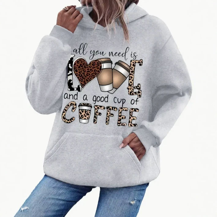 Leopard print hooded sweatshirt
