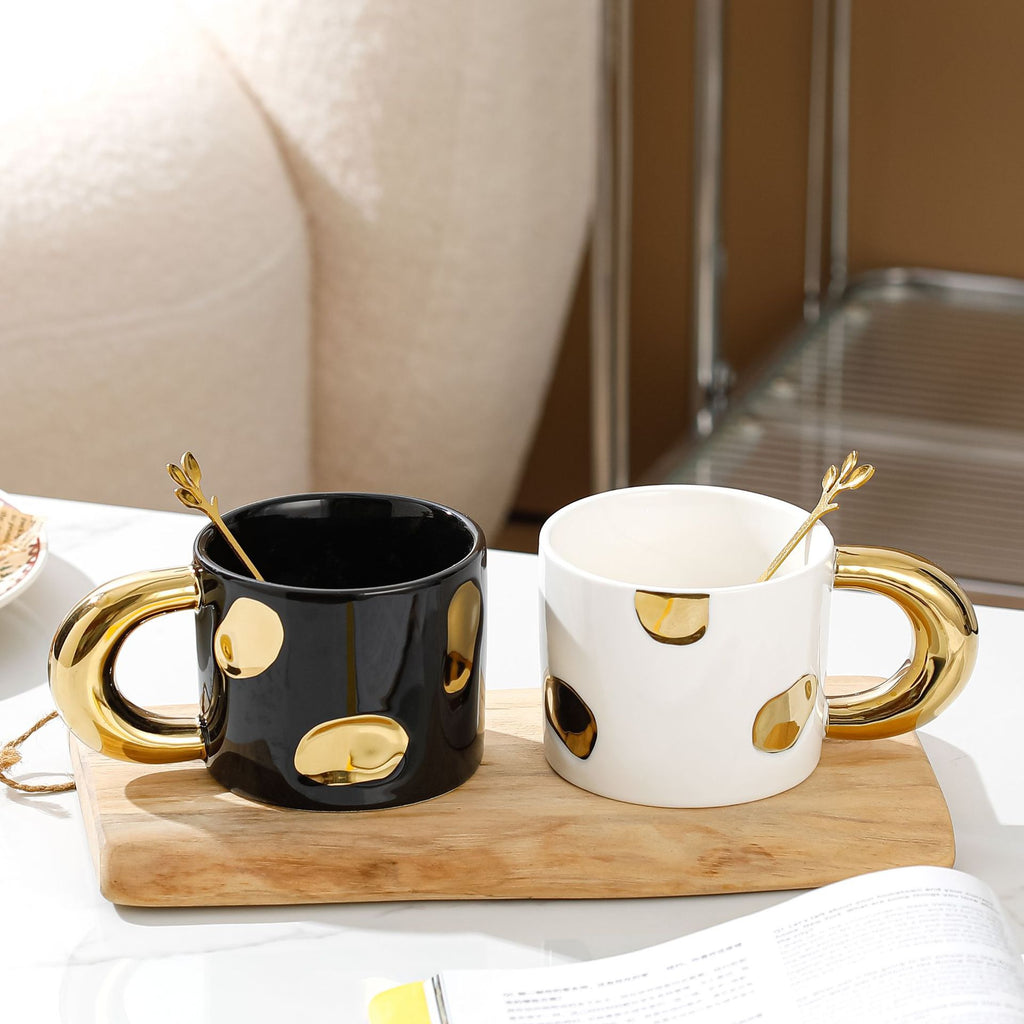 Metallic Gold-Accent Ceramic Mug