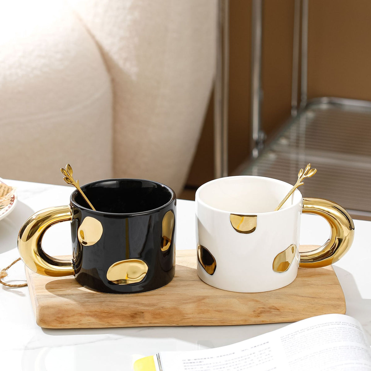 Metallic Gold-Accent Ceramic Mug