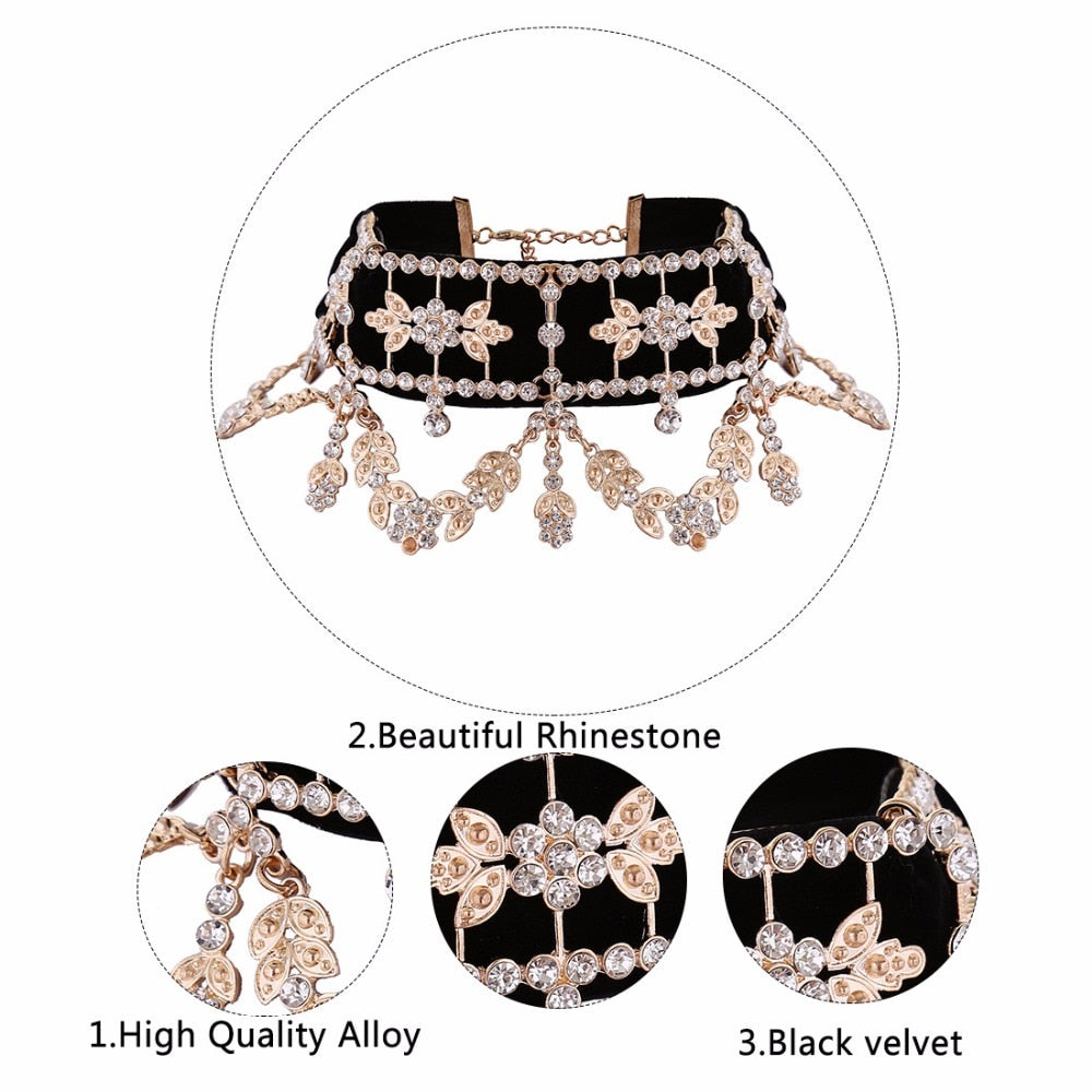 Crystal Rhinestone Statement Choker Necklace