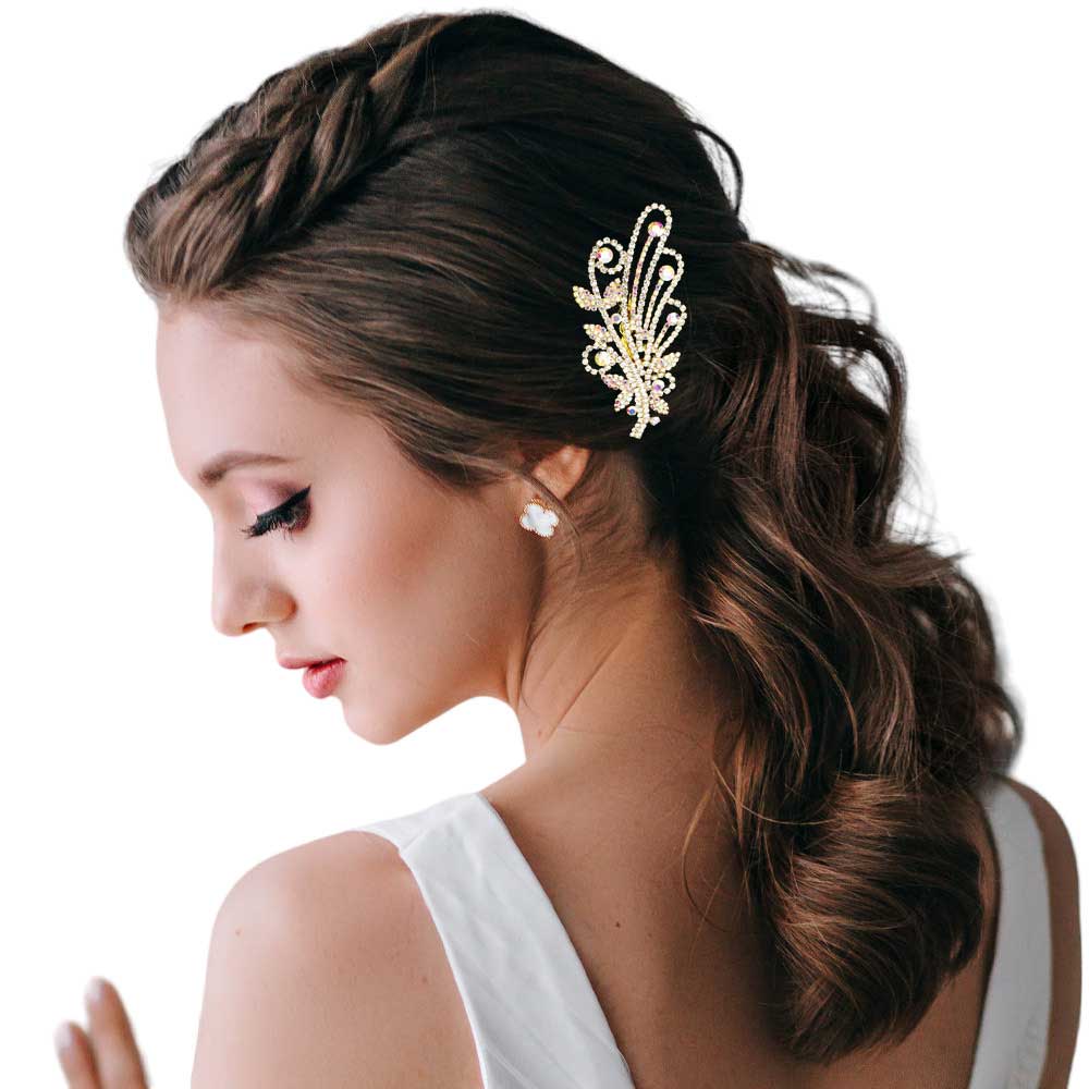 Round Teardrop Stone Accented Hair Comb