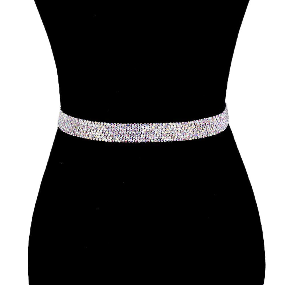 Crystal Rhinestone Sash Ribbon Bridal Wedding Belt Headband