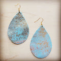**Leather Teardrop Earring-Heavy Metal Turquoise 210ii