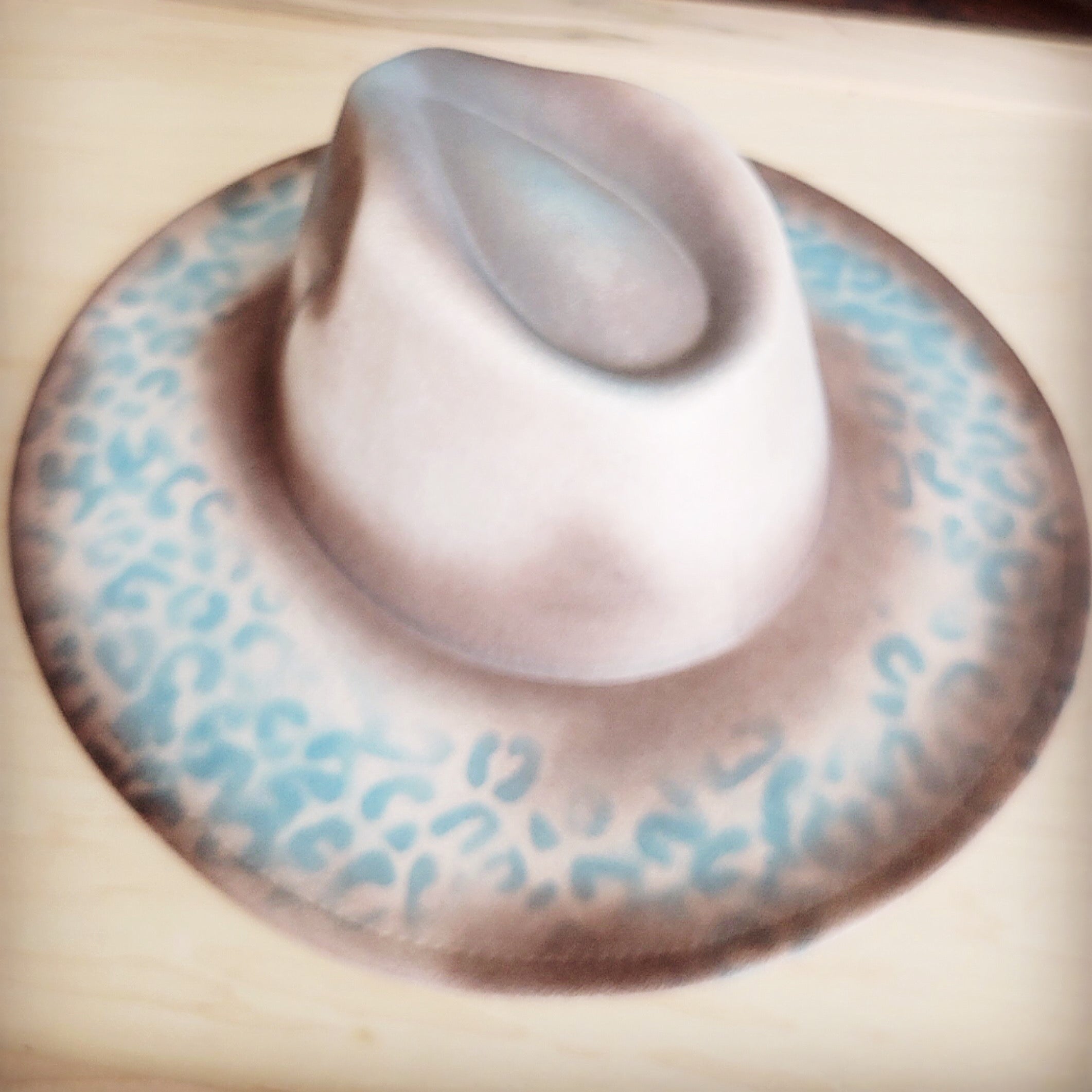 Hand-Painted Leopard Boho Western Cowgirl Hat Only-Turq leopard 986r