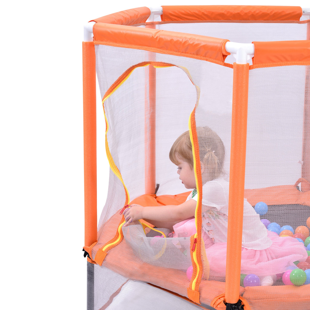 55-Inch Kids' Trampoline with Safety Enclosure | Orange