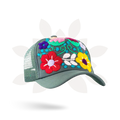 Tulum Hand Embroidered Trucker Flower Hat - Mexico