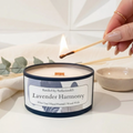 Lavender Harmony Luxury Candle | 8oz Non-Toxic Soy Candle with Wooden Wick | Clean Burn