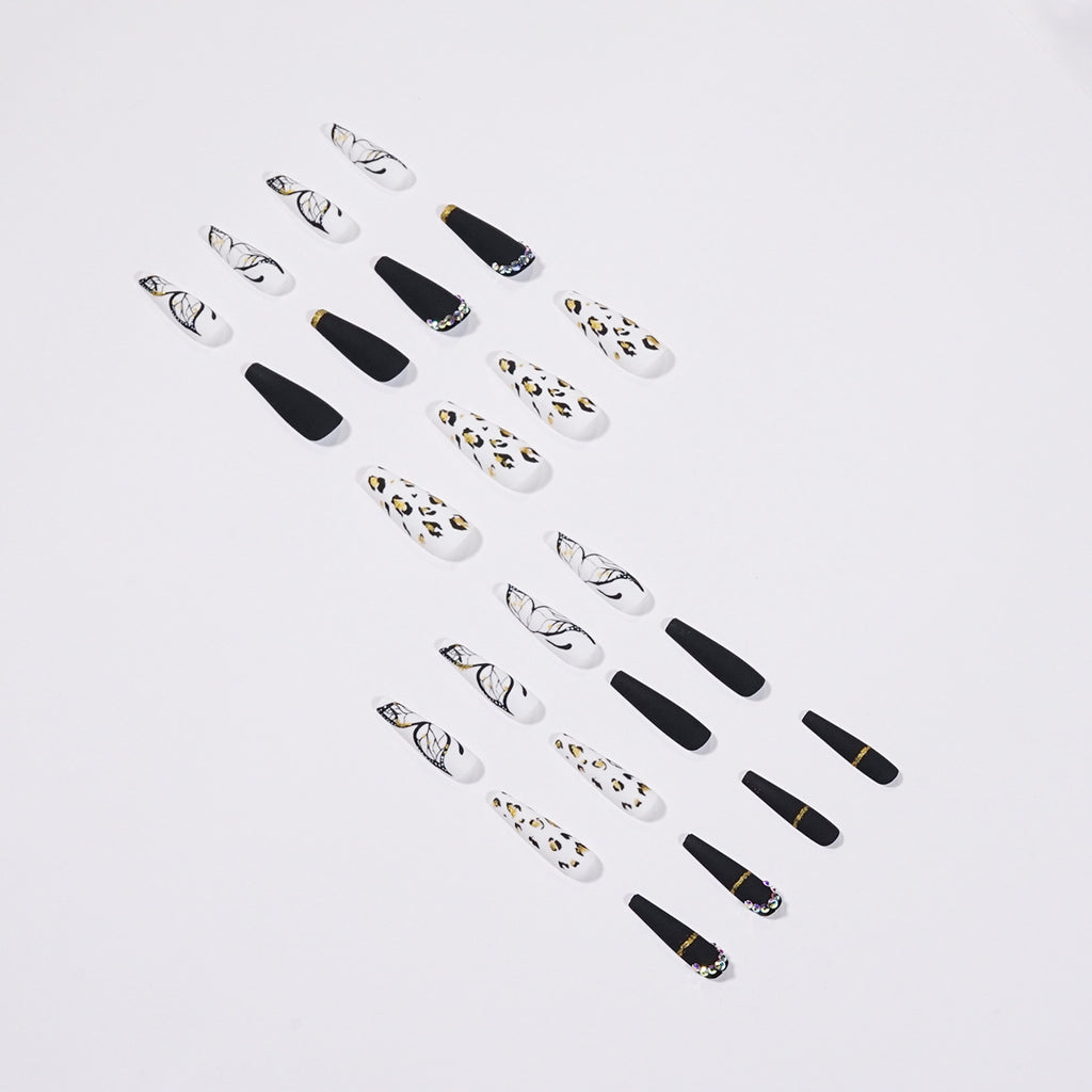Leopard Butterfly Crystal Press-On Nails