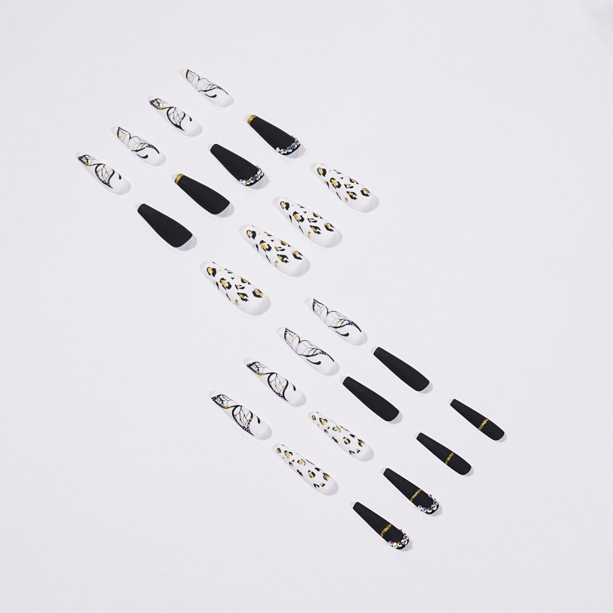 Leopard Butterfly Crystal Press-On Nails