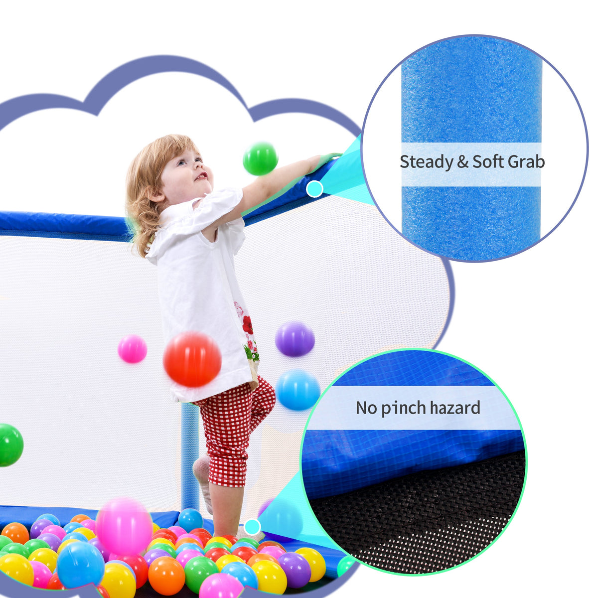 55-Inch Kids' Trampoline with Safety Enclosure | Blue