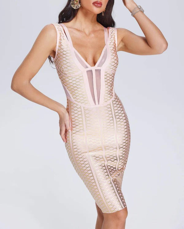 Deep V-Neck Bodycon Bandage Formal Dress