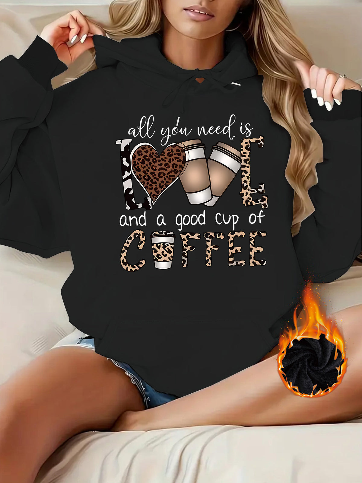 Leopard print hooded sweatshirt