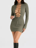 Lace-Up Long Sleeve Bodycon | Bandage Dresses