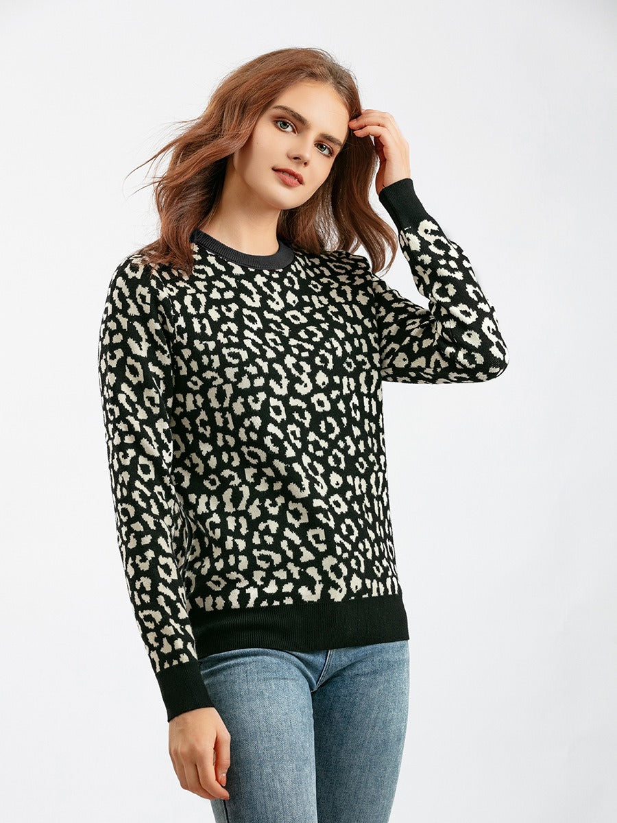 Leopard Jacquard Oversized Sweater