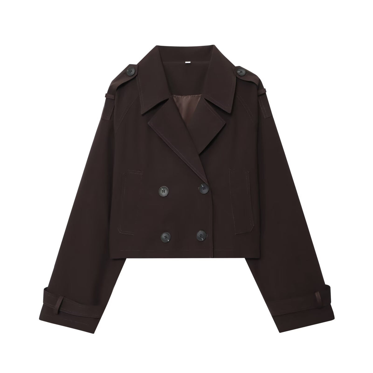 Street double breasted short lapel trench coat jacket