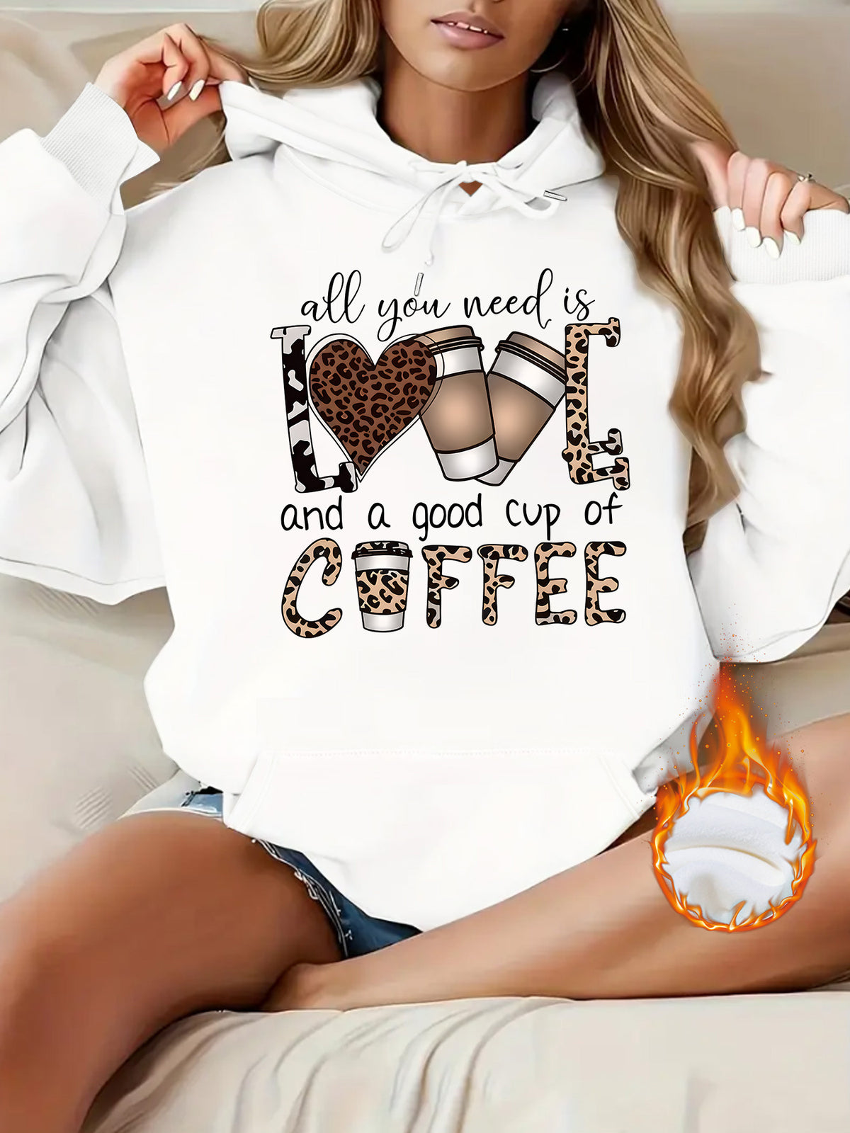 Leopard print hooded sweatshirt