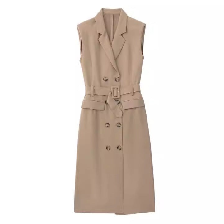 Belted Double-Breasted Trench Dress