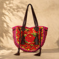 Vintage Hmong Leather Tote Artisan Handbag Fair Trade Luxury Boho Bag - Thailand