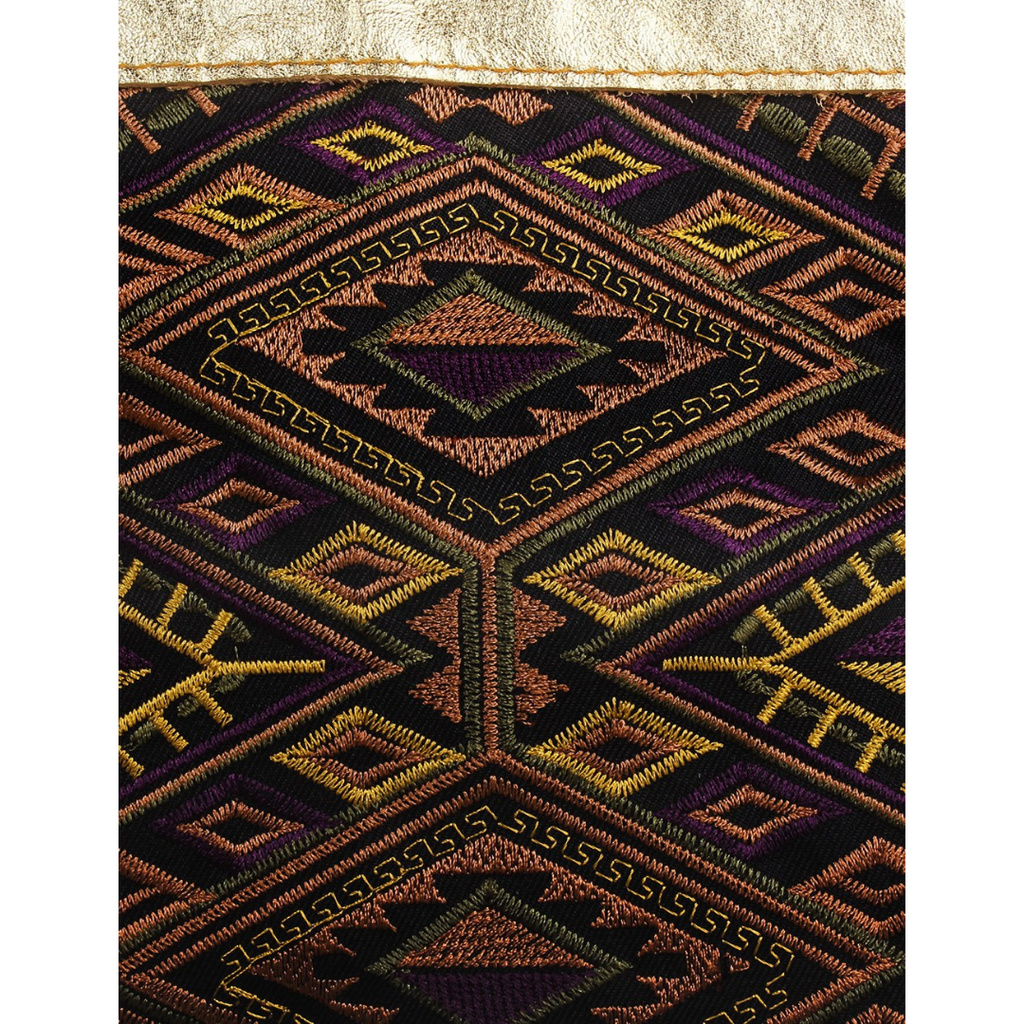 Metallic Leather & Embroidery Wristlet iPad | Tablet Bag - Thailand