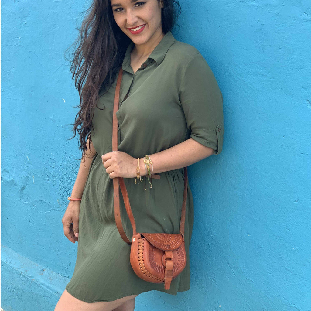 Alicia Leather Crossbody Stamped Purse - Mexico