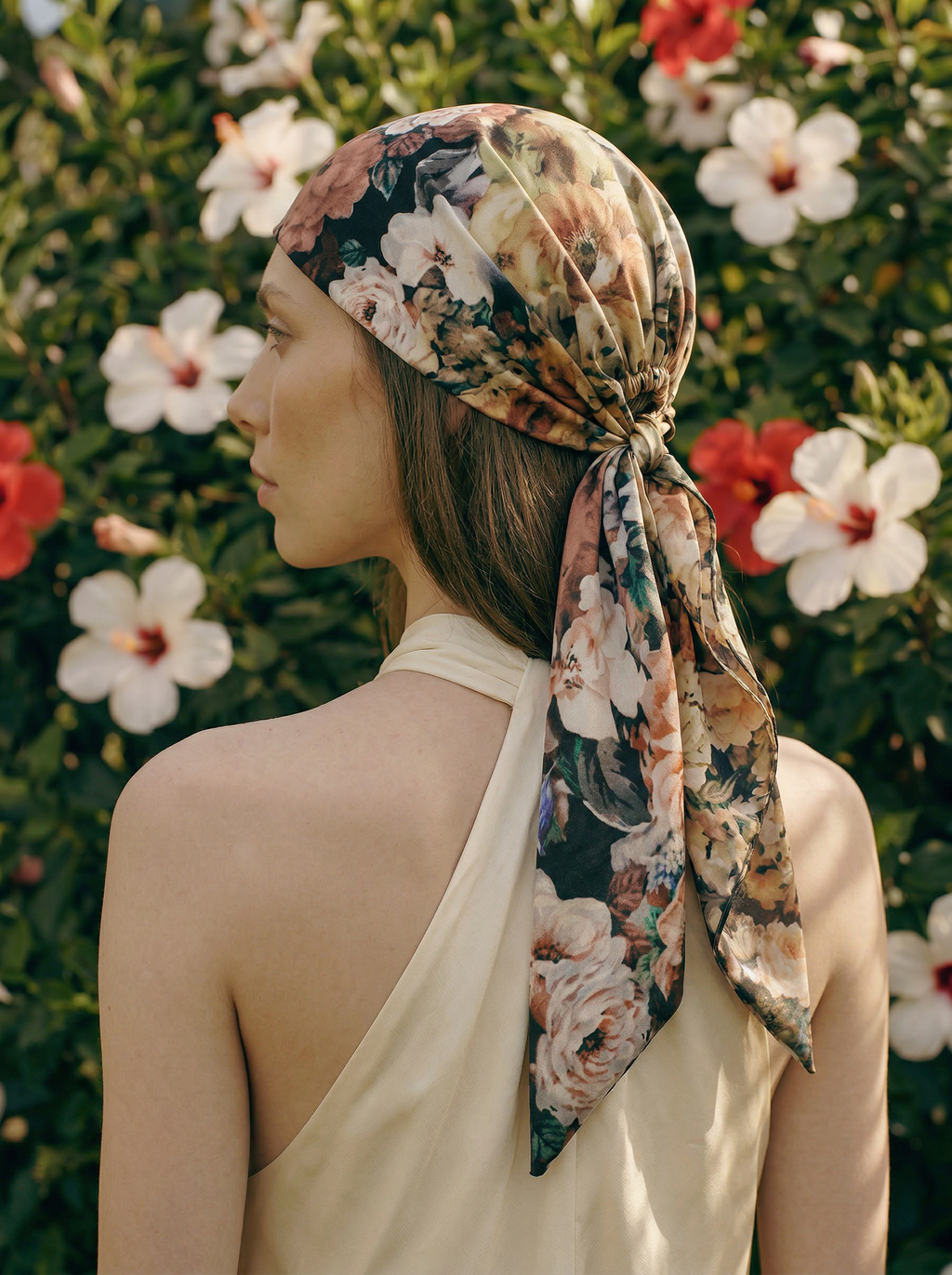 Headscarf With Ties - Blush Floral