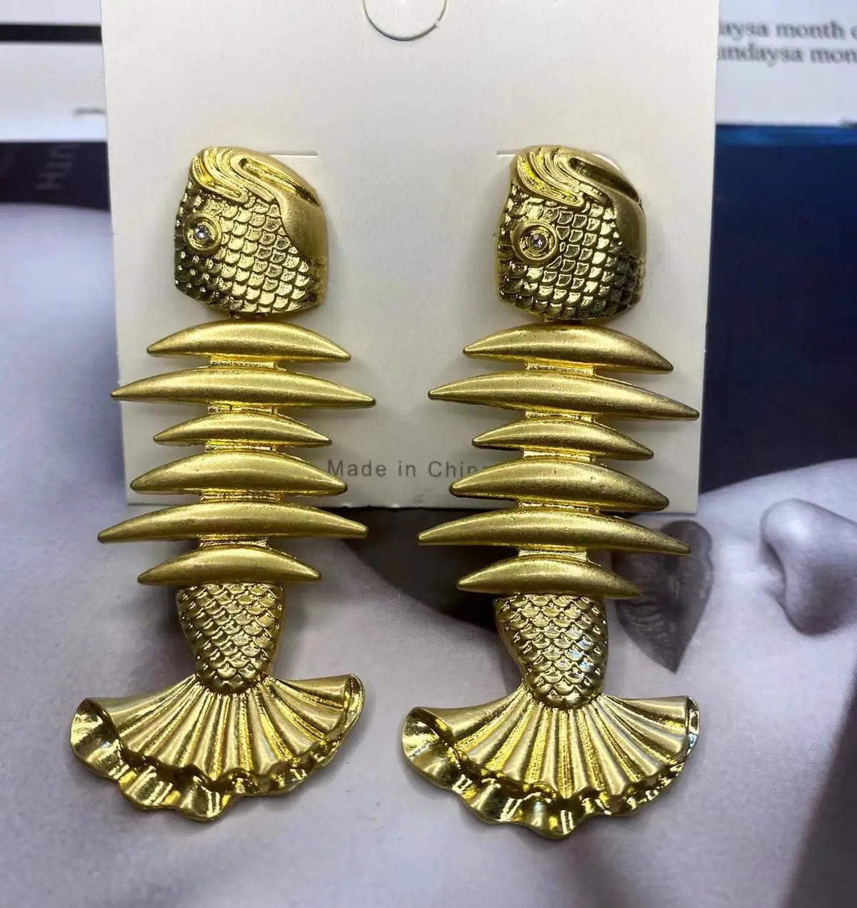 Vintage Fishbone Statement Earrings