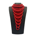 Layered Wood Tassel Statement Necklace