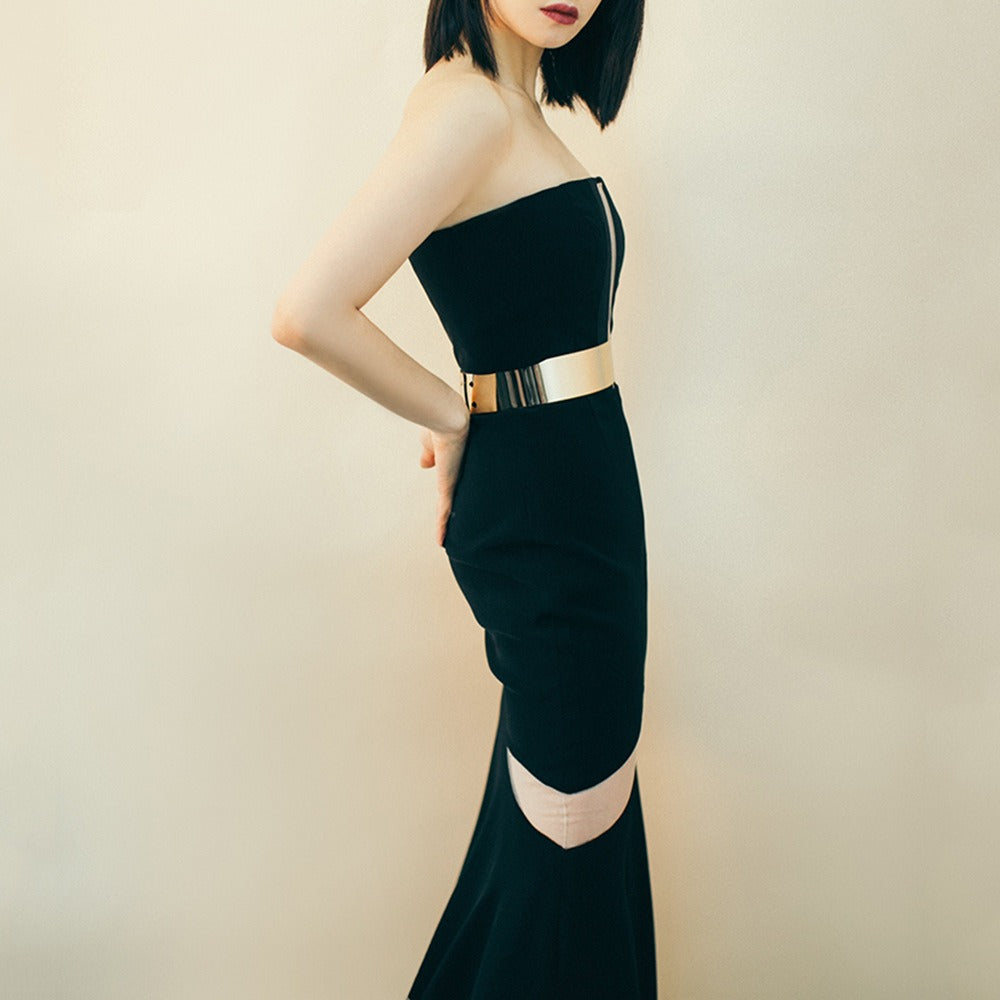 Sheer Mesh Backless Bandage Maxi Dress