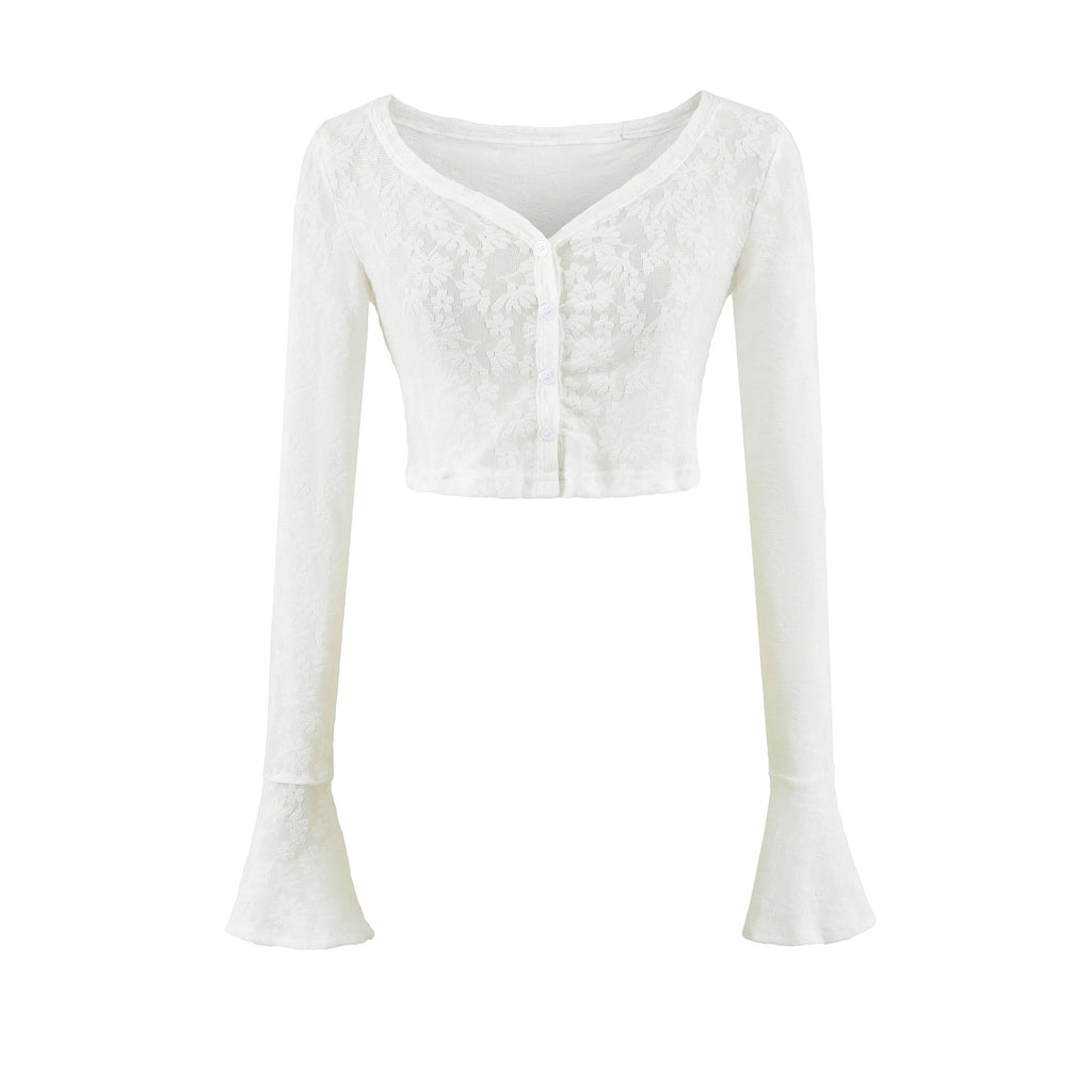 Lace V-Neck Cinched-Waist Top