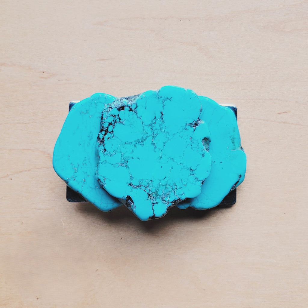 Triple Turquoise Slab Belt Buckle 906s