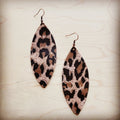 **Narrow Leather Oval Earrings-Suede Leopard 210f