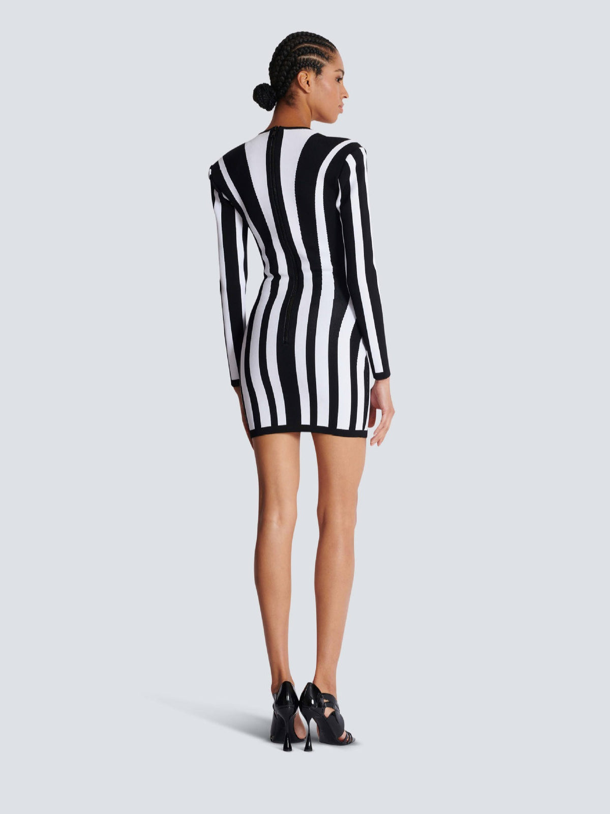 Black & White Striped Bandage Mini Dress