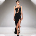 Pleated Mesh Asymmetrical Bandage Dress