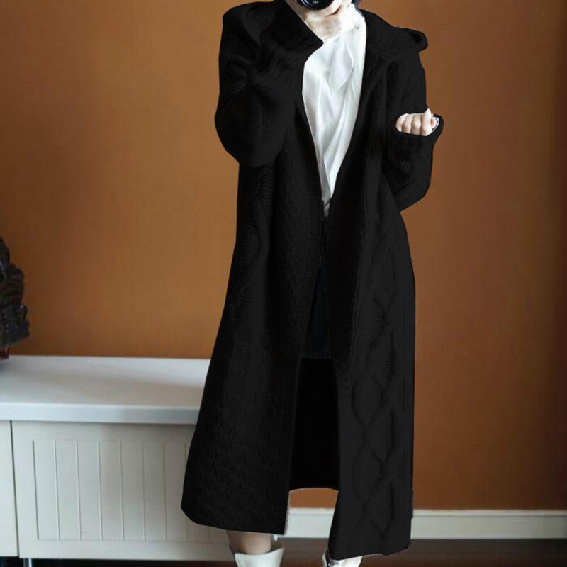 Oversized Hooded Long Knit Cardigan