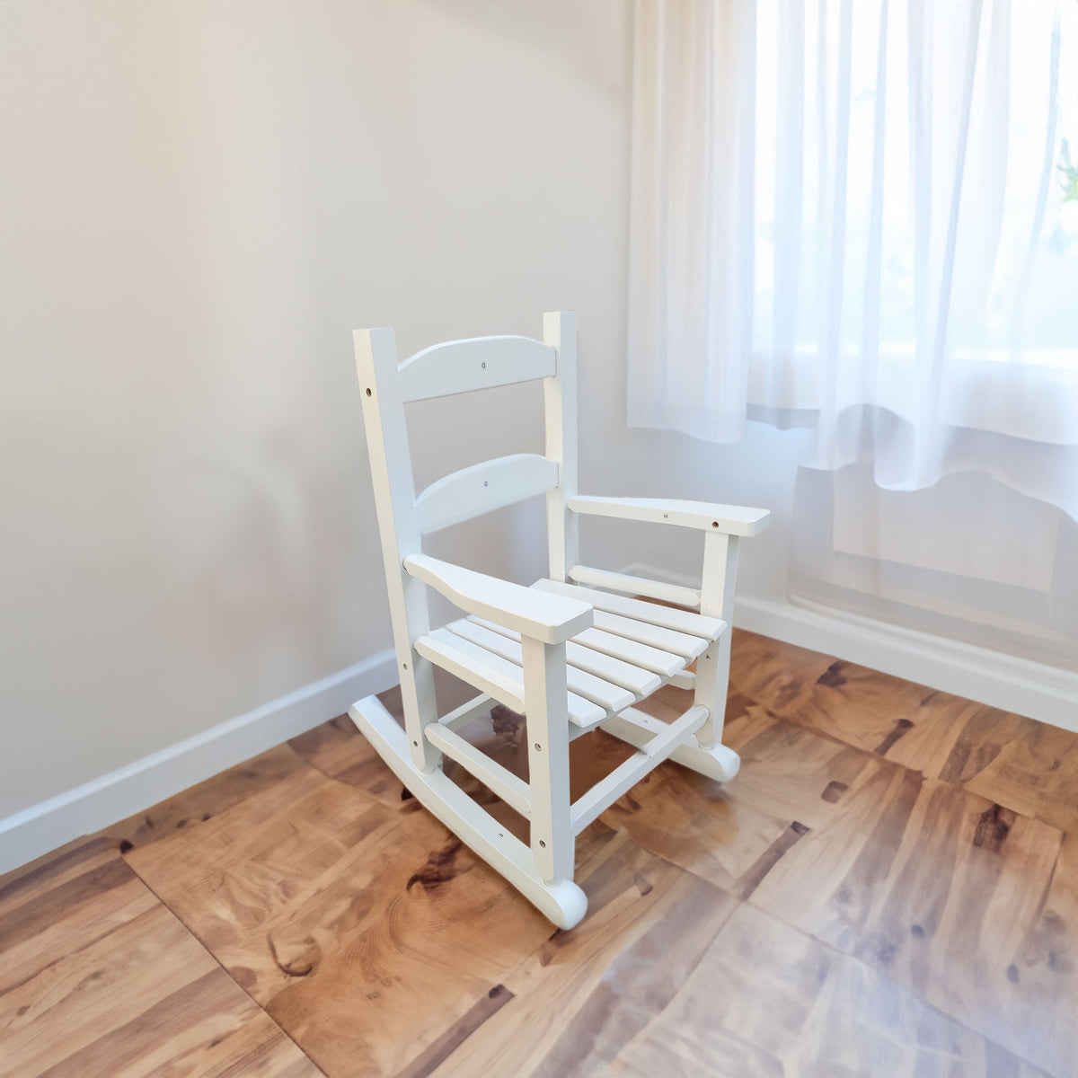 Children's rocking white chair- Indoor or Outdoor -Suitable for kids-Durable-populus wood