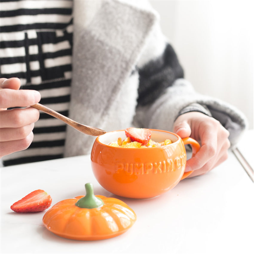 Pumpkin Ceramic Mug with Lid