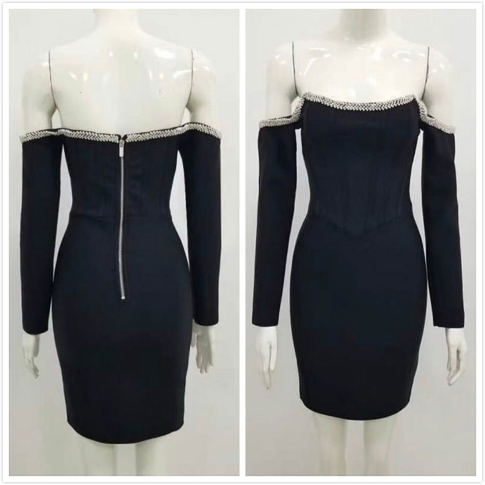 Crystal Off-Shoulder Bandage Mini Dress