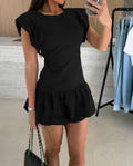 Ruffle Short-Sleeve Midi Dress