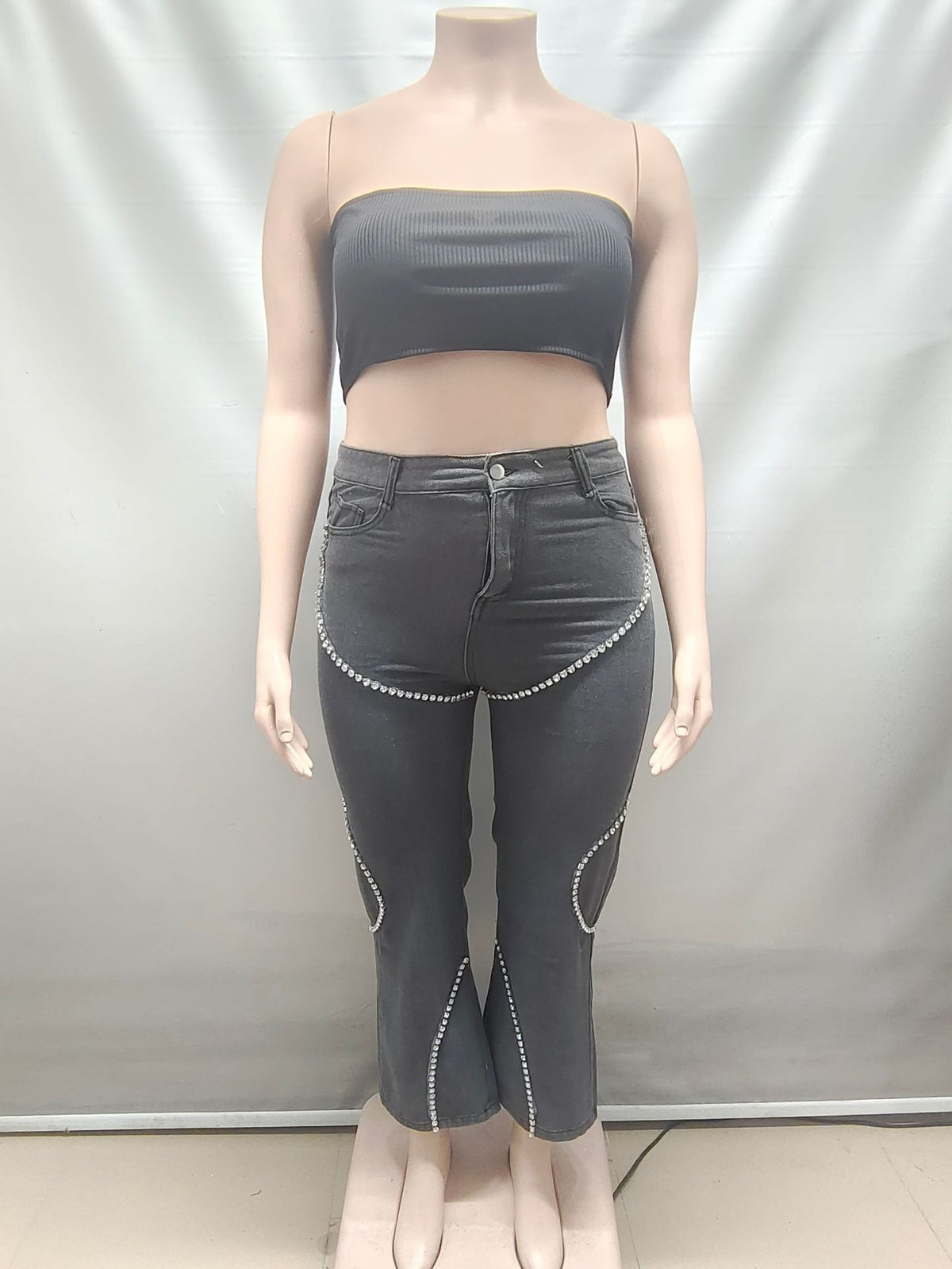 Women's Jeans with Rhinestone |  Straight Leg Design