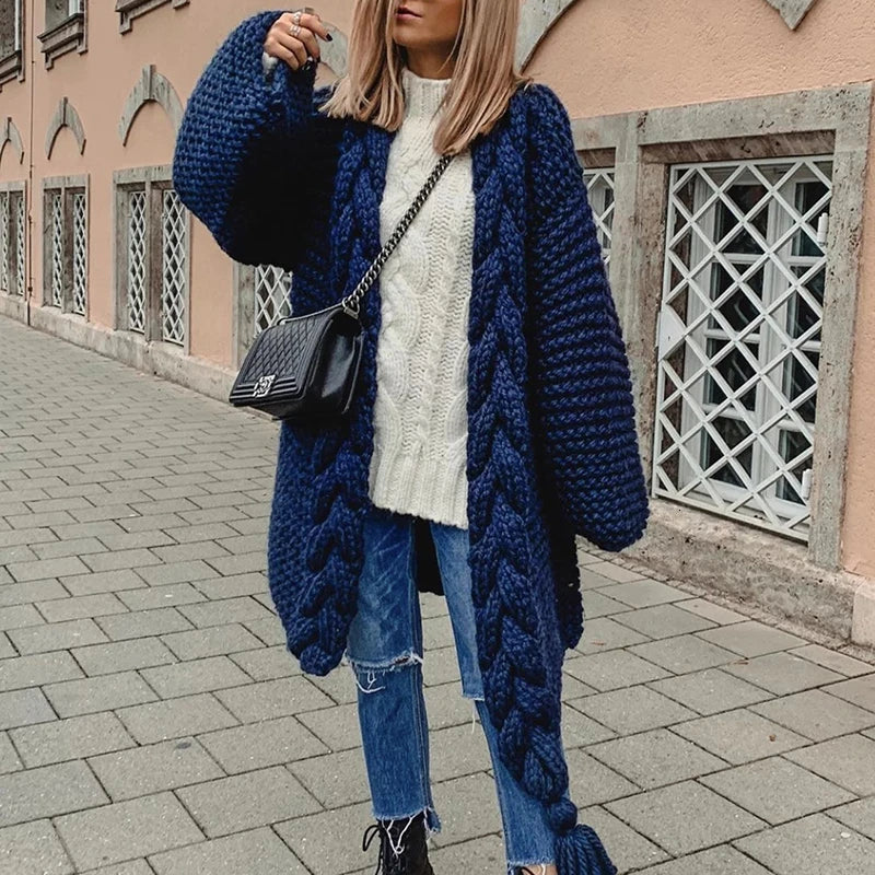 Women Autumn Fashion White Knitted Sweater with Korean Tassel for Women V Neck Lantern Long Sleeve Loose Cardigans