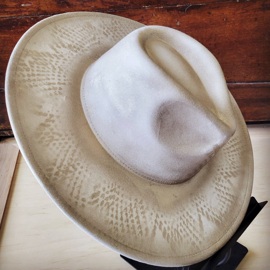 Hand-Painted Python Boho Western Cowgirl Hat Only-Gold 986z