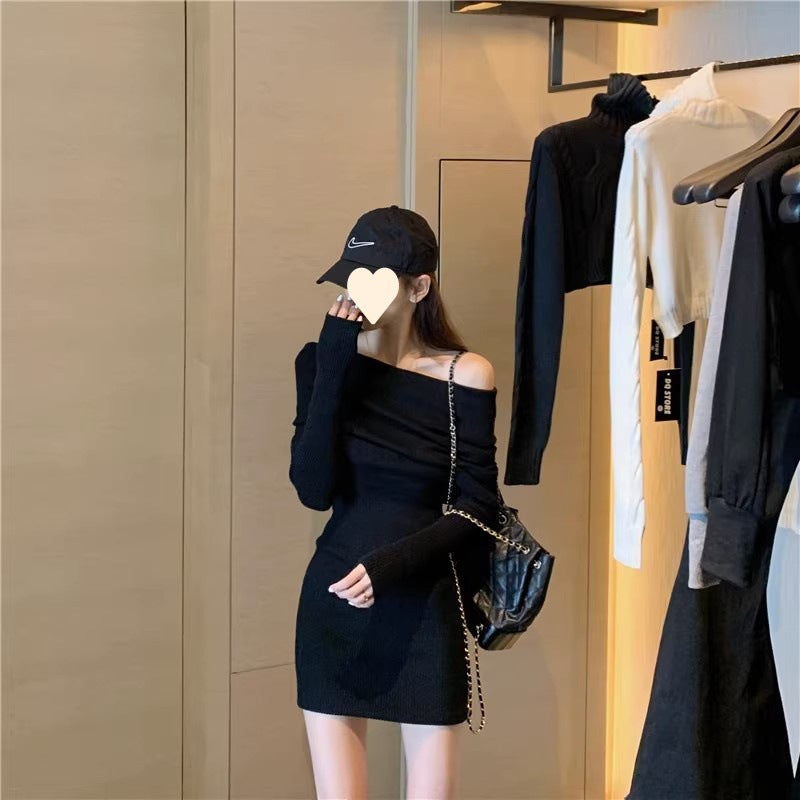 Off-Shoulder Knit Mini Dress